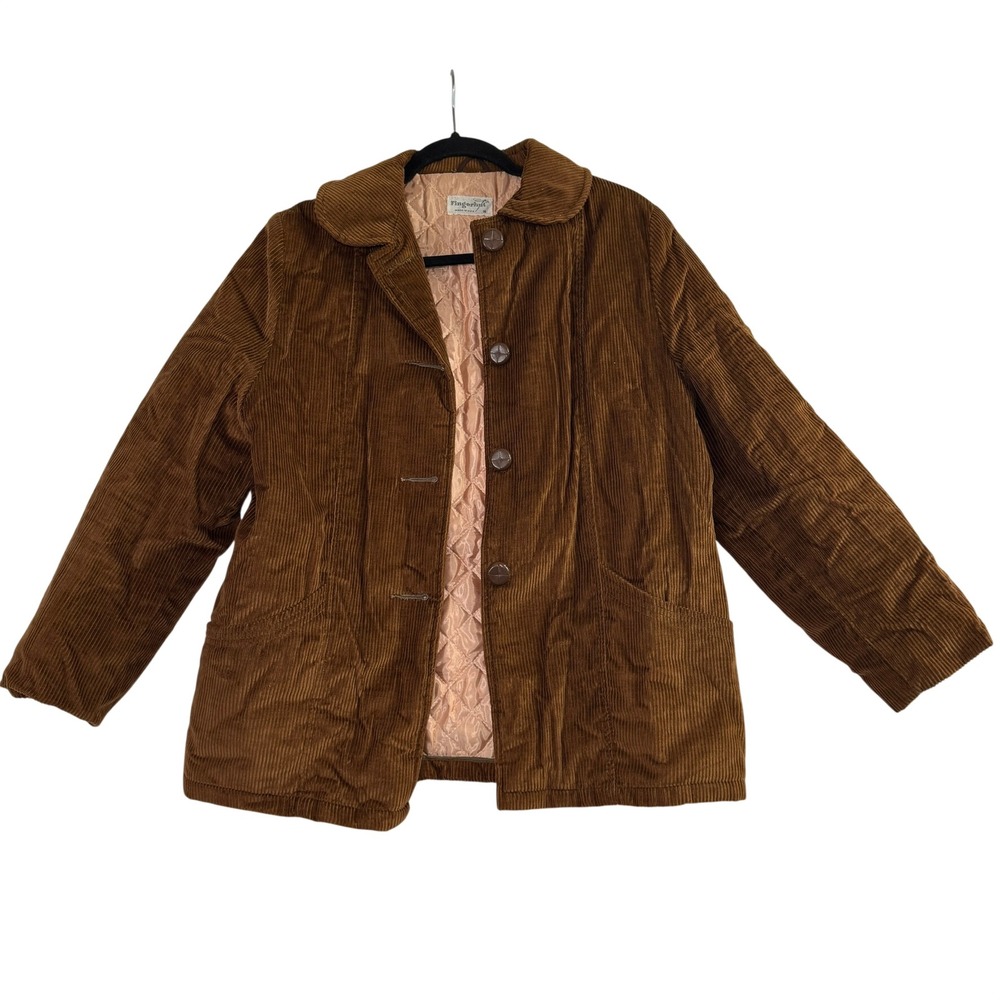 Vintage Fingerhut Brown Corduroy Quilted Lined Jacket Made in USA Size 16